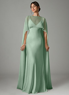 Azazie Stefania Robes de demoiselle d'honneur Robe Trapèze en Satin extensible Agave image1