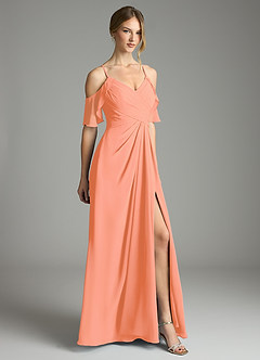 Azazie Dakota Bridesmaid Dresses Sunset A-Line V-Neck Pleated Chiffon Dress image5