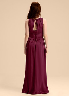 Azazie Bibiane Junior Mulberry A-Line Pleated Stretch Satin Dress image2