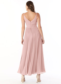 Azazie Raychelle Vestidos de madrinha de casamento Vestido Pó Rosa de Chiffon de Linha A com Plissado image3