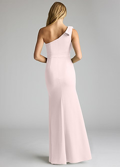 Azazie Rinna Bridesmaid Dresses Blushing Pink Mermaid One Shoulder Stretch Crepe Dress image4