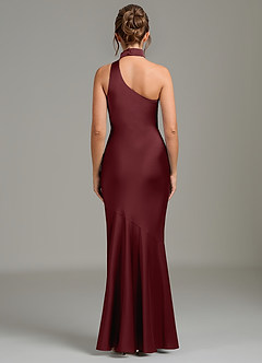 Azazie Jalissa Bridesmaid Dresses Cabernet Mermaid One Shoulder Stretch Satin Dress image6