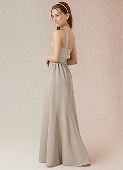 Azazie Jiya Junior Frost A-Line Pleated Stretch Satin Dress image3
