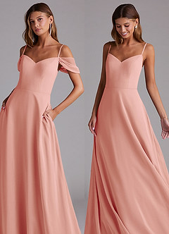 Azazie Marley Bridesmaid Dresses Rosette A-Line Off the Shoulder Chiffon Convertible Dress image8