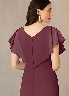 Azazie Julia Mother of the Bride Dresses Cabernet Sheath V-Neck Pleated Chiffon Dress image5