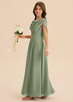 Azazie Lambie Junior Pistachio A-Line Pleated Chiffon Dress image1
