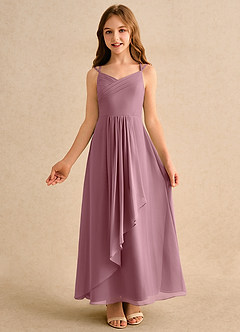 Azazie Zaida Girls Formal Flower Girl Dresses Vintage Mauve A-Line Pleated Chiffon Dress image4
