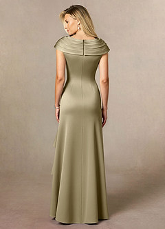 Azazie Anderson Kleider für die Brautmutter A-Linie Plissee Stretch-Satin Kleid Moosgrün image2