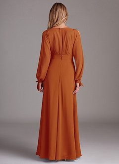 Azazie Matilda Bridesmaid Dresses Paprika A-Line Long Sleeve Chiffon Dress image5