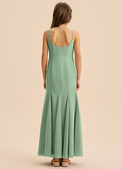 Azazie Evey Junior Abito Sirena in Chiffon Plissettato Matcha image2