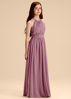 Azazie Malone Junior Robe Trapèze en Mousseline de soie Plissée Mauve Vintage image5