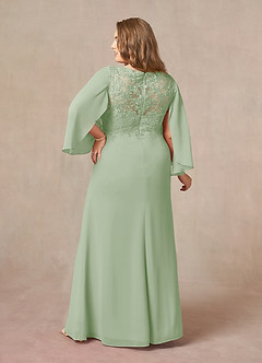 Azazie Perry Kleider für die Brautmutter Meerjungfrau-Linie V-Hals Spitze Chiffon Kleid Staubiger Salbeigrün image8