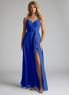 Azazie Akita Bridesmaid Dresses Royal Blue A-Line Chiffon Dress image1