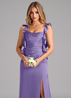 Azazie Jessamine Bridesmaid Dresses Tahiti Sheath Corset Stretch Satin Dress image7