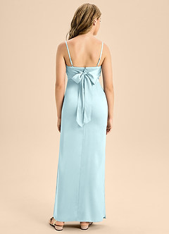 Azazie Mai Junior Cloud Blue A-Line Sweetheart Neckline Stretch Satin Dress image2