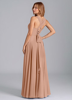 Azazie Darana Bridesmaid Dresses Champagne Rose A-Line Corset Chiffon Dress image6