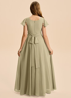 Azazie Cady Junior Moss Green A-Line Pleated Chiffon Dress image2