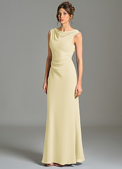 Azazie Kieryn Bridesmaid Dresses Lemon Sorbet Mermaid Pleated Chiffon Dress image3