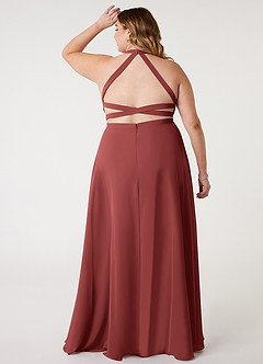Azazie Clarice Bridesmaid Dresses Terracotta A-Line Halter Chiffon Dress image9