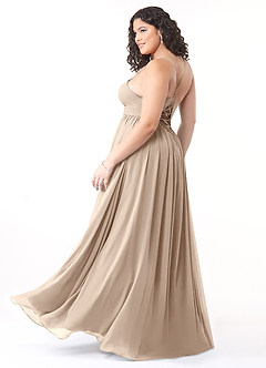 Azazie Aaida Bridesmaid Dresses Taupe A-Line Corset Chiffon Dress image10