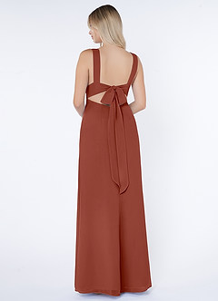 Azazie Christiana Bridesmaid Dresses Auburn A-Line V-Neck Pleated Chiffon Dress image3
