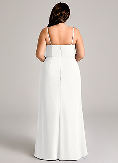 Azazie Maci Vestidos de damas de honor Vestido de Blanco de Gasa de Corte Recto con Plisado image2