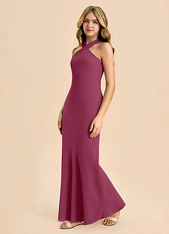 Azazie Doretta Junior Robe Fourreau en Mousseline de soie Plissée Mûre image4