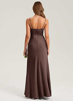 Azazie Lidia Bridesmaid Dresses Ganache Mermaid Side Slit Stretch Satin Dress image2