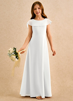 Azazie Kittie Girls Formal Flower Girl Klänningar Klä A-Line i Chiffong image1