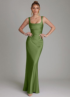 Azazie Agustina Robes de demoiselle d'honneur Robe Sirène en Satin extensible Corset Genévrier image1