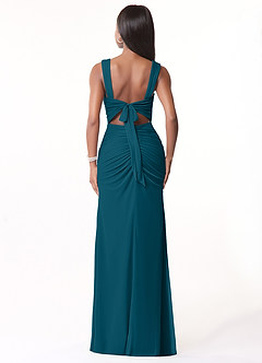 Azazie Jesaphine Bridesmaid Dresses Ink Blue Sheath Ruched Mesh Dress image3