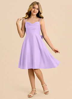 Azazie Bear Junior Lilac A-Line Sweetheart Neckline Stretch Satin Dress image3