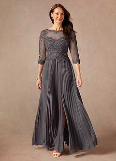 Azazie Corinne Mother of the Bride Dresses Steel Grey A-Line Sequins Chiffon Dress image3