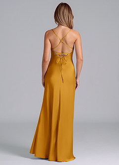 Azazie Seema Bridesmaid Dresses Butterscotch Mermaid Corset Stretch Satin Dress image7
