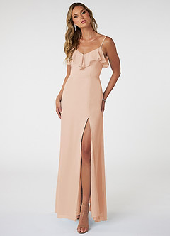 Azazie Natalia Bridesmaid Dresses English Rose A-Line Chiffon Dress image1