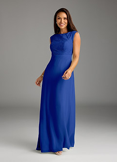 Azazie Bettina vestidos de madre de la novia Vestido de Azul Real de Gasa de Corte En A con Encaje image3