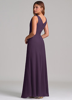 Azazie Nerine Brudtärnklänningar Klä av A-Linje i Chiffong Plisserad Plommon image2