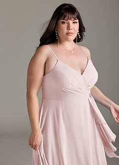 Azazie Akita Bridesmaid Dresses Blushing Pink A-Line Chiffon Dress image10