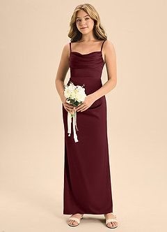 Azazie Mai Junior Cabernet A-Line Sweetheart Neckline Stretch Satin Dress image4