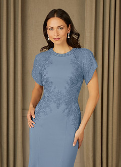 Azazie Adonna Mother of the Bride Dresses Dusty Blue Mermaid Lace Dress image4