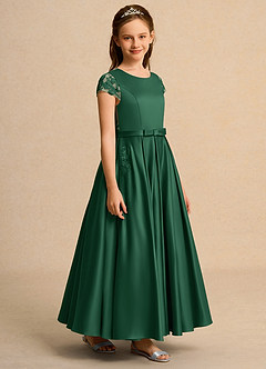 Azazie Bunny Girl Robe Demoiselle D'honneur Fillette Robe Princesse en Dentelle Vert Foncé image5