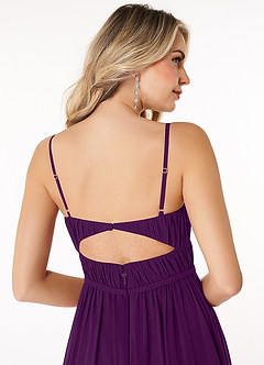 Azazie Yanelie Bridesmaid Dresses Grape A-Line Scoop Pleated Chiffon Dress image12