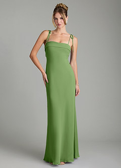 Azazie Ellia Abiti da Damigella Abito A-Line in Chiffon Fiocco Basilico image1