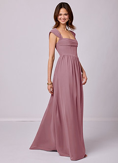 Barbie ♥ Azazie Bridesmaid Dresses Vintage Mauve A-Line Corset Chiffon Dress image3