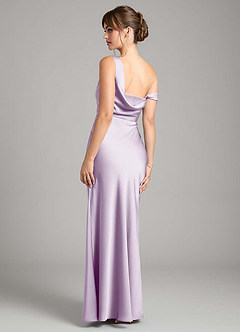 Azazie Madelyn Bridesmaid Dresses Frosted Lilac Mermaid One Shoulder Stretch Satin Convertible Dress image2