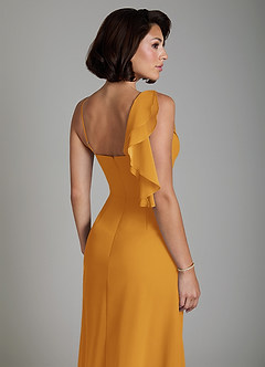 Azazie Jayden Bridesmaid Dresses Butterscotch A-Line Side Slit Chiffon Dress image4