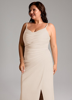 Azazie Deandra Bridesmaid Dresses White Alabaster Mermaid Pleated Stretch Satin Dress image12