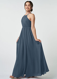 Azazie Leighton Junior Neptune A-Line Pleated Chiffon Dress image4