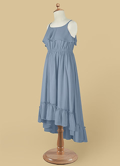 Azazie Karmen Flower Girl Dresses Dusty Blue A-Line Ruched Chiffon Dress image11