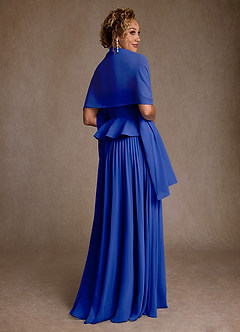 Azazie Josabeth Abiti per la Madre della Sposa Abito A-Line in Chiffon Plissettato Blu Reale image3